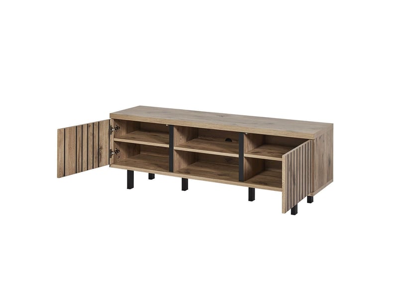 Meuble tv 2 portes 2 niches aspect bois canyon décor tasseaux - barton BARTON - Conforama C