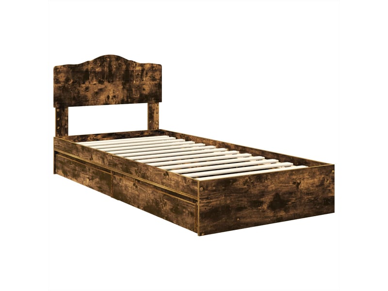  Lit simple- lit adulte -  lit de rangement chêne fumé 70 x 190 cm bois d'ingénierie  - Conforama C