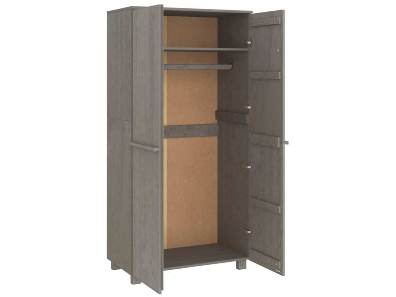  Garde-robe, armoire de rangement hamar gris clair 89x50x180 cm bois massif de pin  - Conforama E