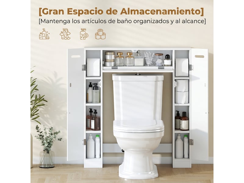  Meuble au-dessus des toilettes en mdf blanc, rangements réglables, 88 x 18 x 98 cm  - Conforama R