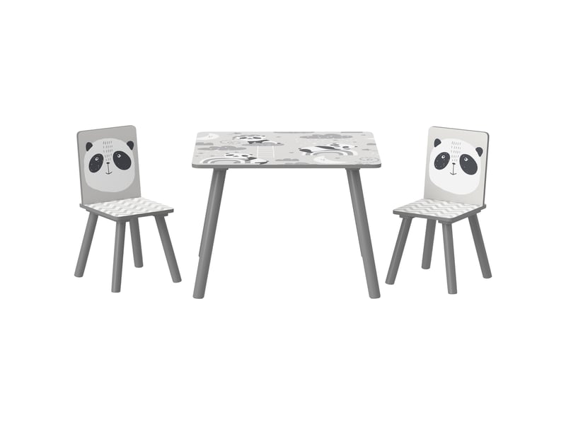 Ensemble table et chaises pour enfants, table pour enfant avec 2 chaises, motif animaux pour chambre à coucher gris - Conforama B