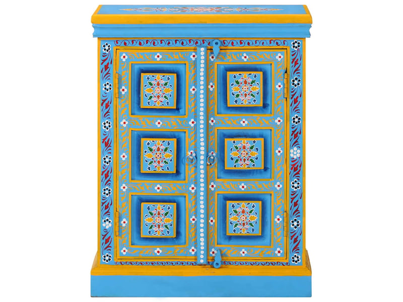 Buffet - bahut - meuble de rangement bois massif de manguier peinture manuelle turquoise  - Conforama A
