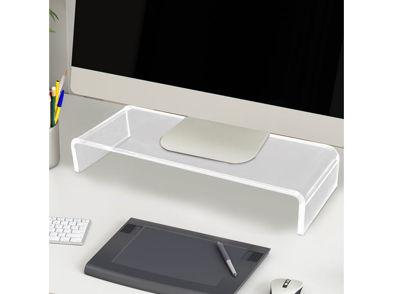  Support d’écran ergonomique avec rangement clavier - lpospi - acrylique transparent, 53 × 19 × 9 cm  - Conforama B