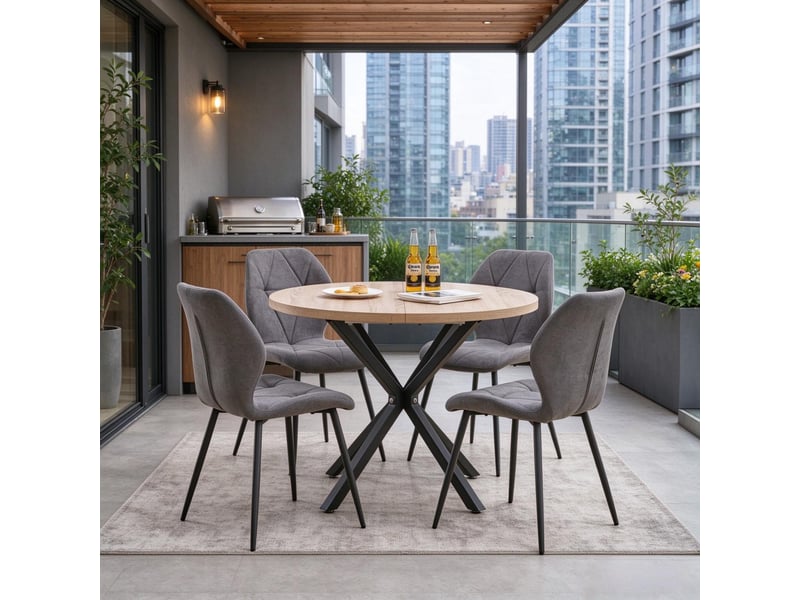  Chaise de salle à manger - chaises visiteurs, ensemble de 4 chaises modernes avec rembourrage moelleux, gris foncé  - Conforama W