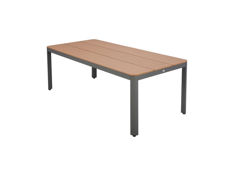 Table en aluminium 200 x 90 cm coloris anthracite revetement bois composite - Conforama C