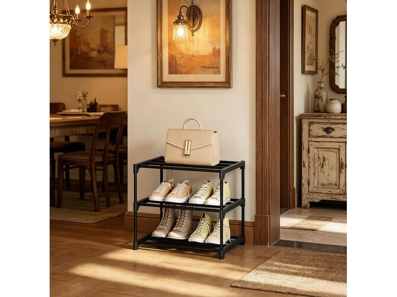  Étagère à chaussures tcqpz 3 niveaux ouverte 42 x 30 x 37 cm métal noir  - Conforama B