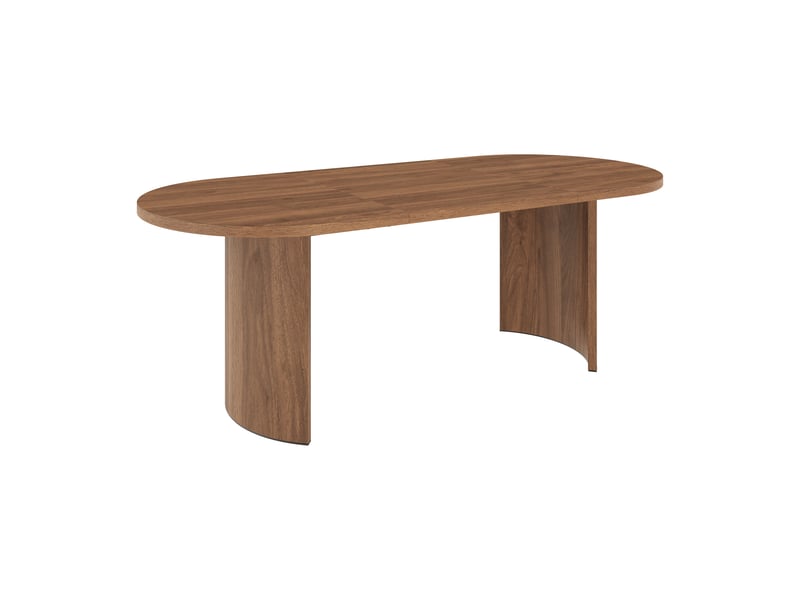  Table à manger rectangulaire couleur noyer, 200 x 90 cm, 6–8 places, coins arrondis  - Conforama E
