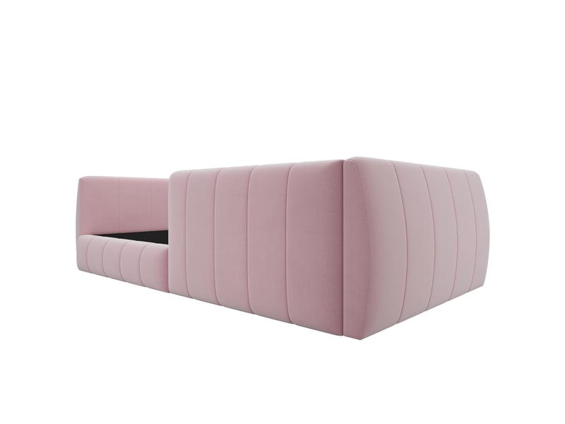  Lit banquette enfant 90 × 200 cm, capitonné avec barrières, rose  - Conforama E