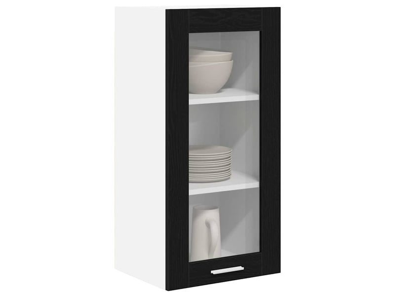 Meuble de rangement cuisine, armoire suspendue 2 pcs chêne noir bois d'ingénierie shl1988 - Conforama C