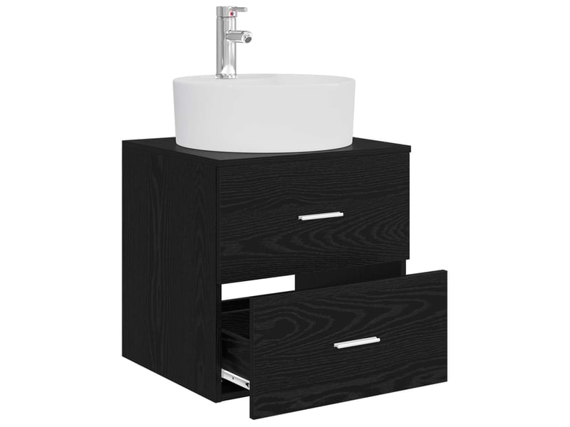 Vanité de lavabo mural, meuble de rangement chêne noir 49.5x44.5x65 cm - Conforama C