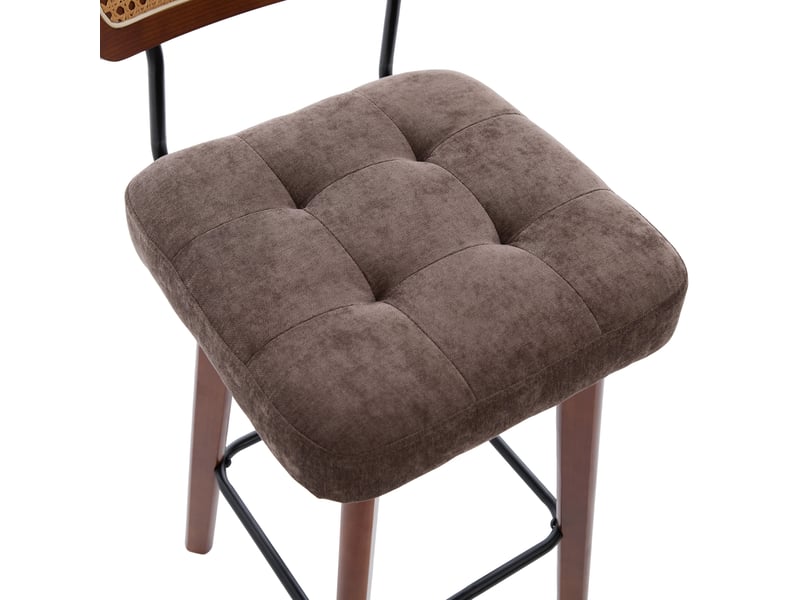 Lot de 2 tabourets de bar pivotants 360° en chenille marron, 44x51x96 cm  - Conforama R