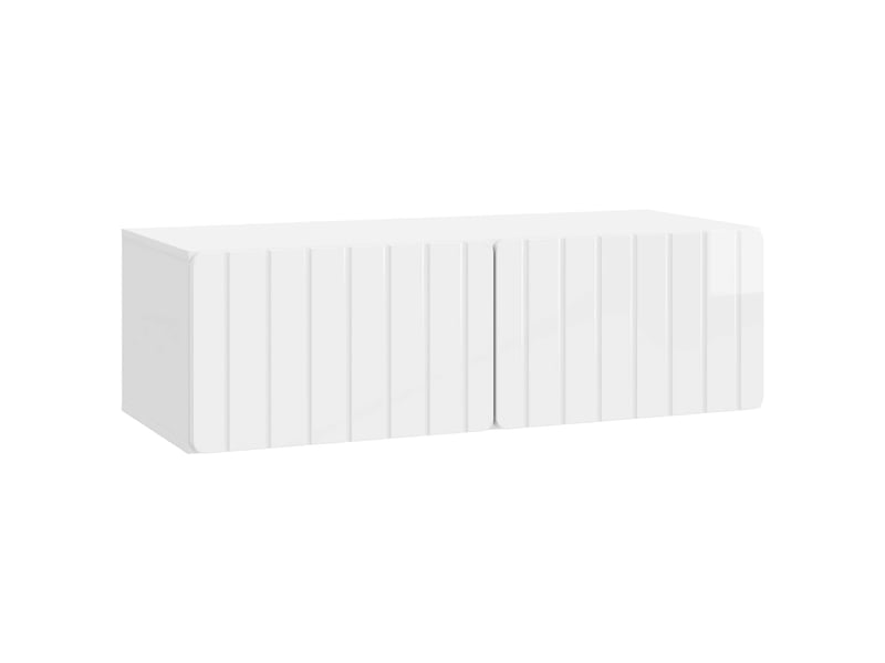  Meuble tv - banc tv - meuble de rangement mural 98 x 41 x 30 cm blanc brillant  - Conforama A