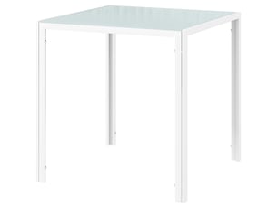 Table carrée pour 4 personnes, plateau en verre trempé, pour cuisine et salle à manger, 75 x 75 x 75 cm, blanche