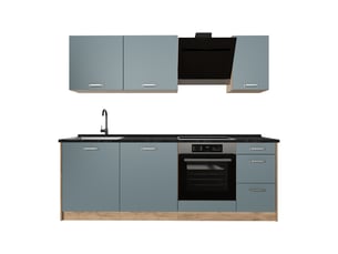 Vicco cuisine, bleu-grischêne doré, 220cm sans plan de travail