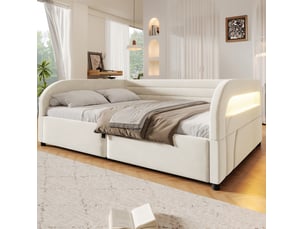 Lit coffre 140x200 cm <strong>MODFU</strong>  <strong></strong> coloris beige