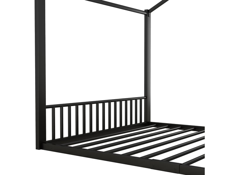  Lit enfant 140x200 cm design maison, cadre métal, noir, sans matelas  - Conforama E