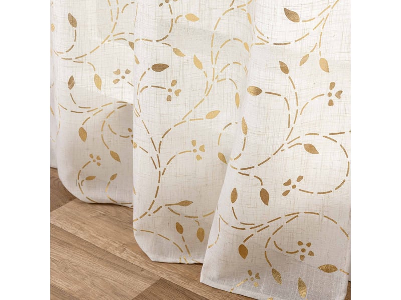  Rideau à œillets imprimé lysia 140x280cm naturel  - Conforama C