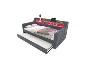 Lit gigogne 90x190 cm <strong>OKWISH</strong>  <strong></strong> coloris gris