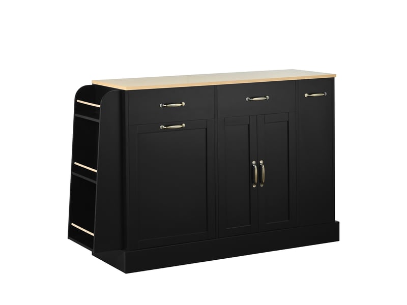  Buffet noir moderne - tiroirs variés, porte-épices externe - cuisinesalonsalle à manger  - Conforama A