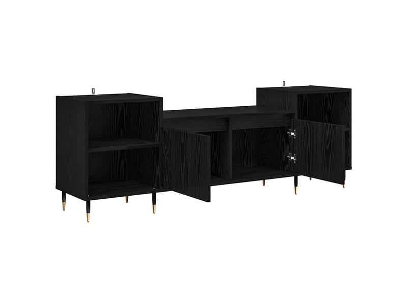  Meuble tv - banc tv - meuble de rangement 160 x 35 x 55 cm chêne noir bois d'ingénierie  - Conforama E