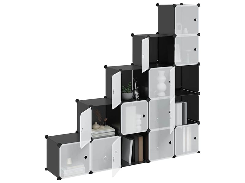 Cubes de rangement 15 pcs avec portes noir pp  - Conforama D