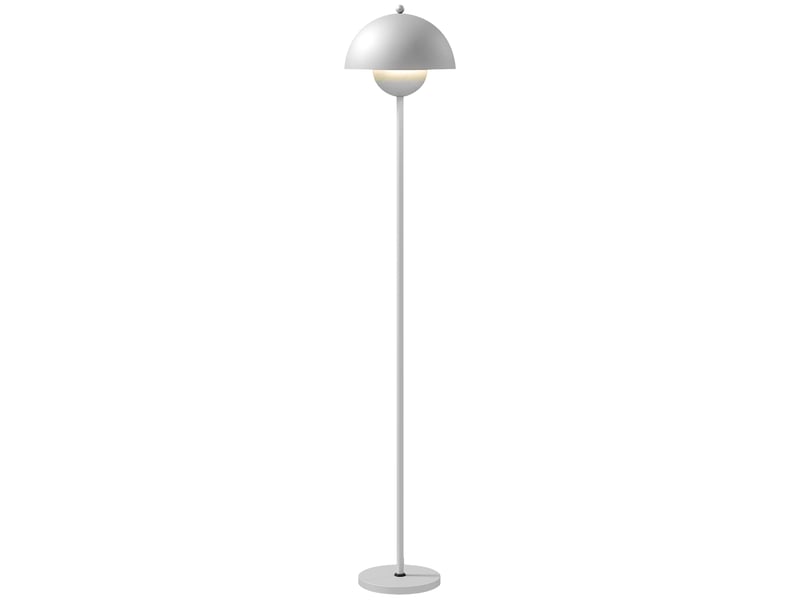  Lampadaire moderne pour salon avec abat-jour en forme de bol, interrupteur au pied, douille e27 (ampoule non fournie), ø 30 x 155 cm, argent  - Conforama B