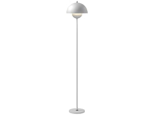 Lampadaire moderne pour salon avec abat-jour en forme de bol, interrupteur au pied, douille e27 (ampoule non fournie), ø 30 x 155 cm, argent