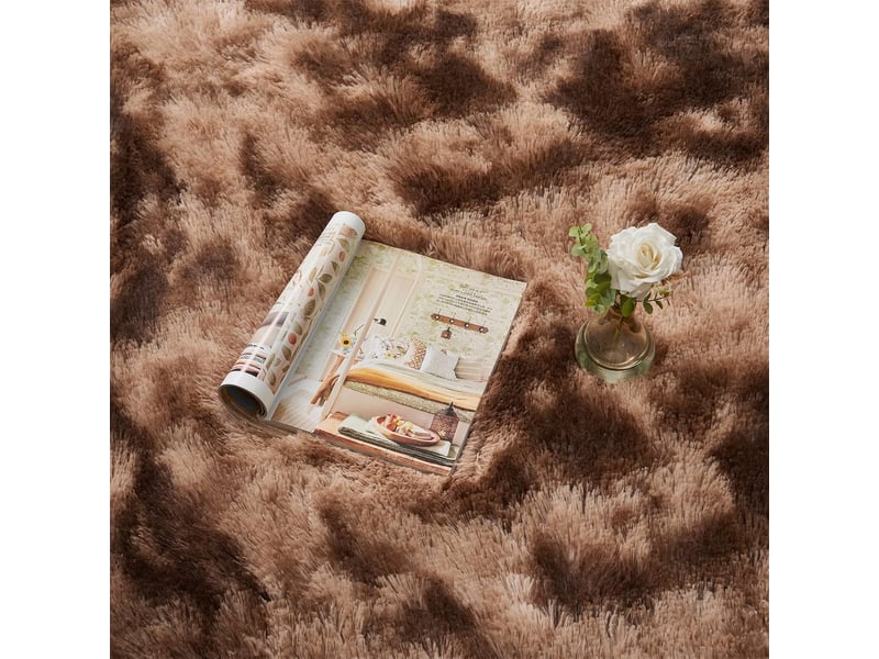  Tapis de salon marron, à poils longs, doux, en laine de soie antidérapante, mesurant 80 x 160 cm  - Conforama C