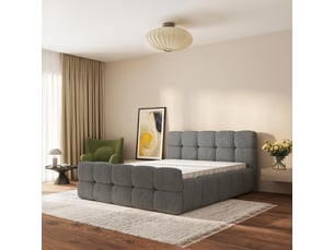 Lit coffre 200x200 cm <strong>MASSENO</strong> <strong></strong> coloris gris
