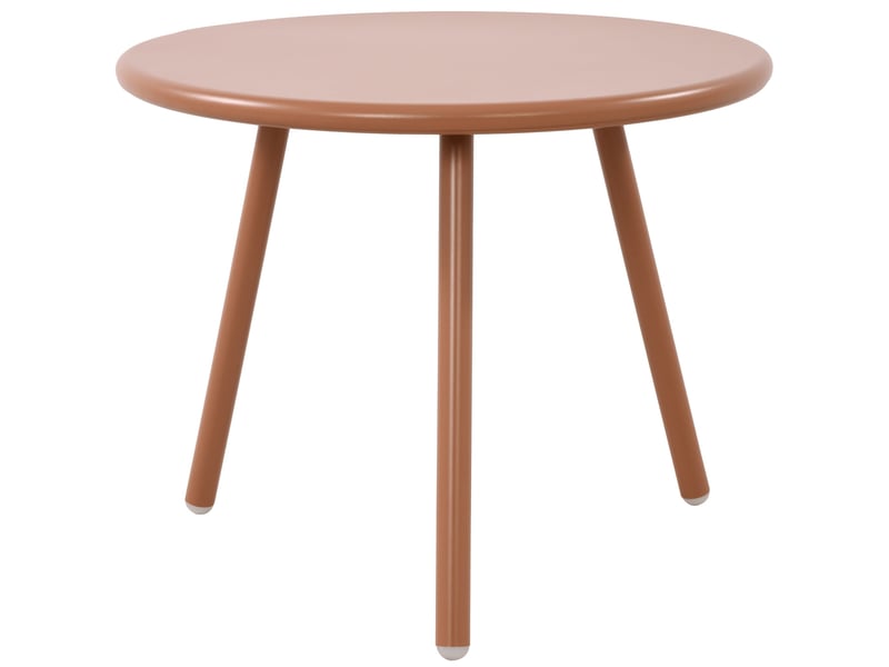 Table basse ronde intérieur extérieur plateau polypropylène couleur terre cuite pieds métal ø 50 cm 10_0009225  - Conforama A