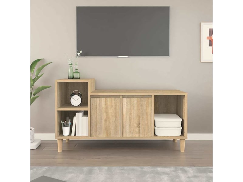  Meuble tv - banc tv - meuble de rangement chêne sonoma 100x35x55 cm bois d'ingénierie  - Conforama B