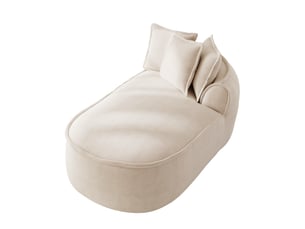 Canapé méridienne droite manchester en chenille taupe clair avec coussins