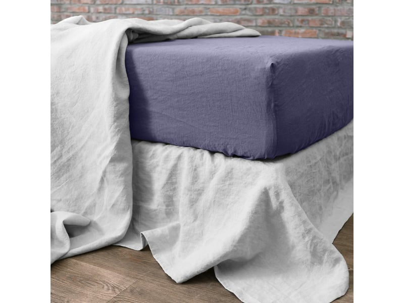  Drap housse 180x200 +30 cm en lin français - lin lavé mineral PD16441 - Conforama C