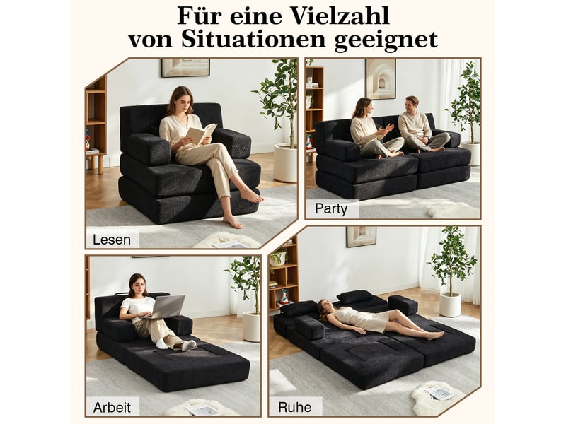  Canapé-lit convertible 1 place en chenille, canapé modulaire pliable, cadre en fer, convertible en lit d'appoint  - Conforama E