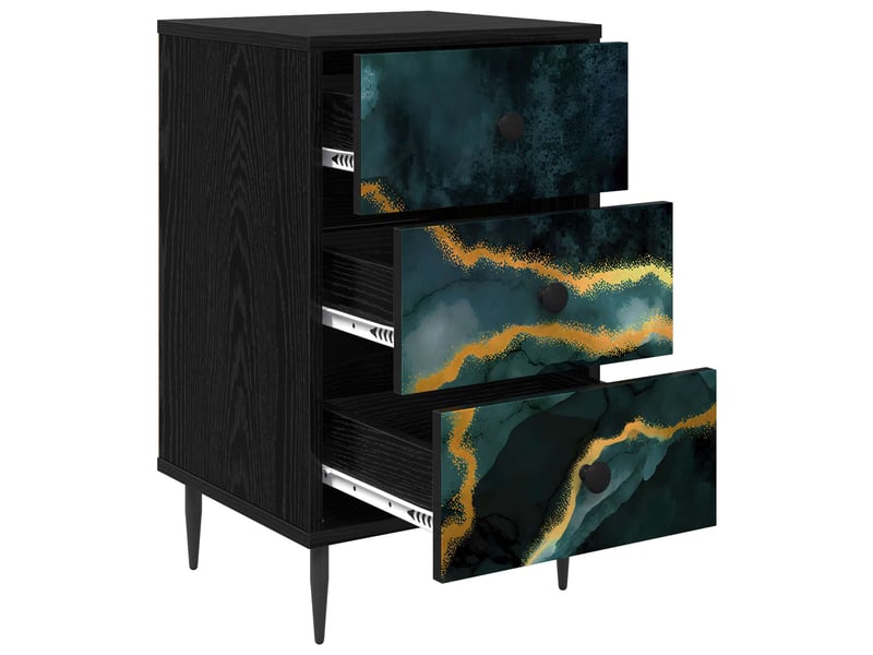  Table de chevet - cabinet de chevet - table de nuit wijhe chêne noir 36 x 33 x 61 cm  - Conforama C