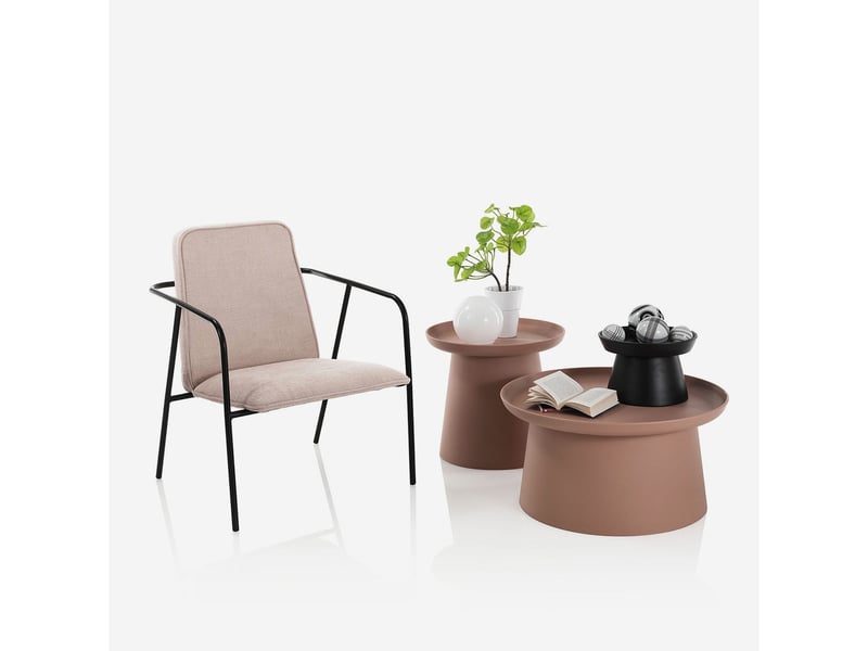  Table basse ronde en polypropylène pour salon talik - rouge  - Conforama C