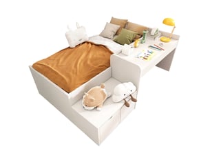 Lit avec rangement 90x200 cm <strong>KORFEE</strong>  <strong></strong> coloris blanc