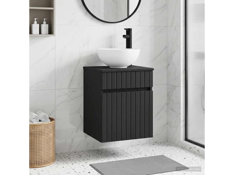  Meuble de lavabo mural, rangement salle de bain noir 39x35x63 cm bois d'ingénierie  - Conforama B
