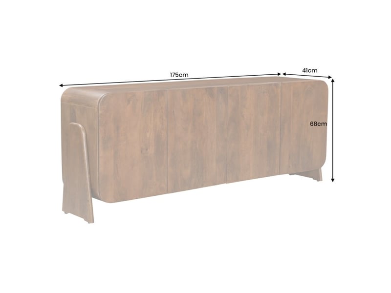  Buffet 175 cm 4 portes bois massif marron – collection natura  - Conforama C