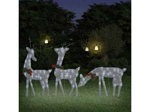 Famille de rennes de noël 270x7x90cm argenté blanc froid maille