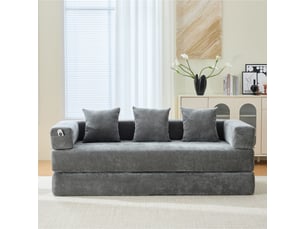 Canapé modulable chenille block ultra doux avec poches latérales rangement diy combinable antidérapant