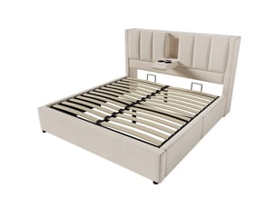 Lit coffre 160x200 cm ZERBACO coloris beige