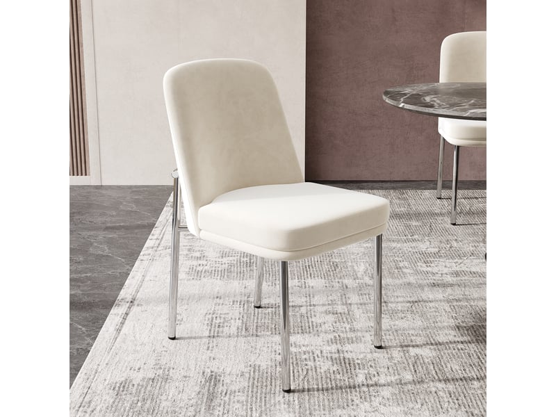  Lot de 4 chaises en velours coloris beige+argenté chaise bicolore - Conforama D