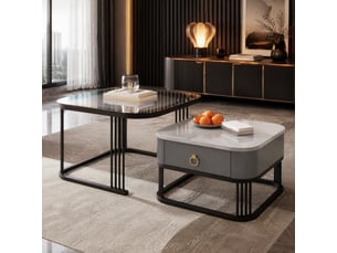Table basse carré(e) coloris gris <strong>HAVRYA</strong> <strong></strong> - 60 cmx50 cm