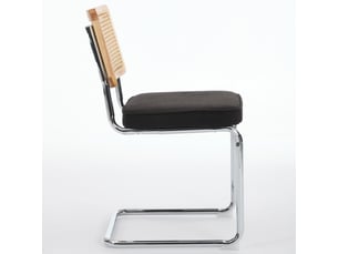 Lot de 2 chaises de salle à manger avec dossier en rotin, noir