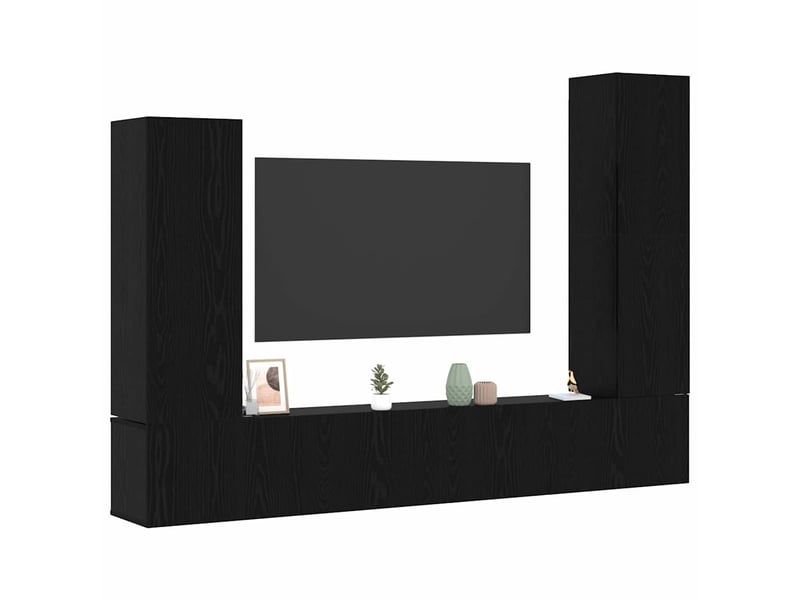  Ensemble meuble tv - banc tv - meuble de rangement 4 pcs chêne noir bois d'ingénierie  - Conforama C