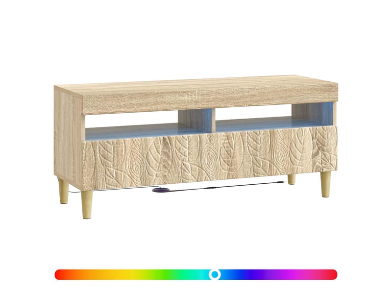  Meuble tv - banc tv - meuble de rangement led chêne sonoma bois d'ingénierie  - Conforama C