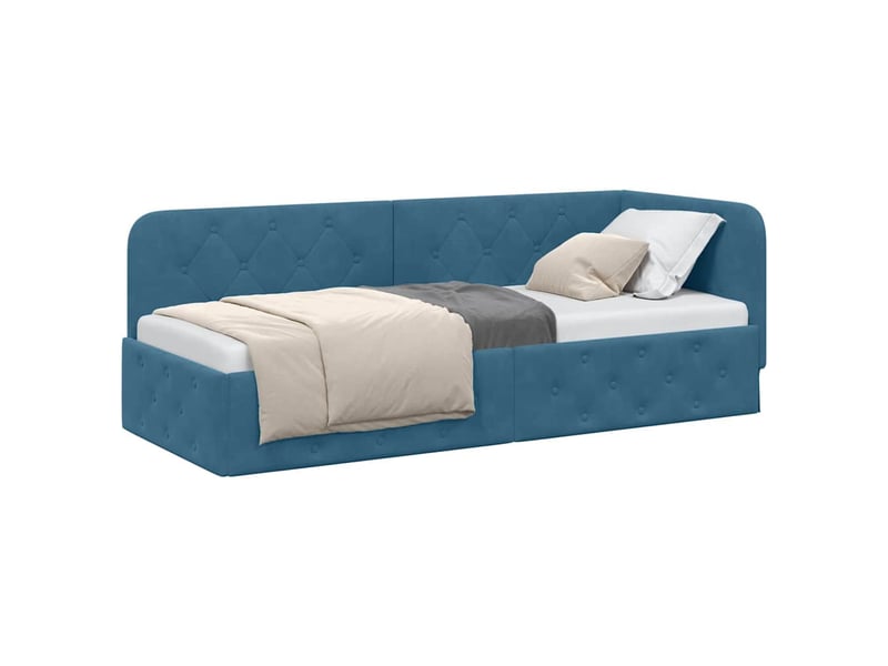 Lit simple- lit adulte - cadre de lit d'angle bleu 80 x 200 cm velours - Conforama B