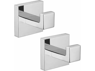 Lot de 2 patère de salle de bain serviette de crochet en inoxydable carré vêtements manteau robe armoire placard porte, gris