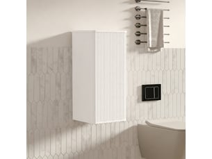 Armoire murale de salle de bain, façade rainurée, rangement suspendu 36 x 29 x 75 cm, blanche